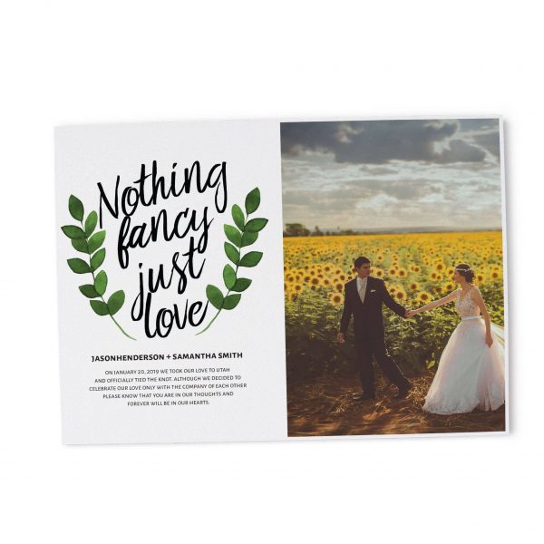 Nothing Fancy Just Love Elopement Announcement Cards, Add Your Own Picture Elopement Cards elopement102