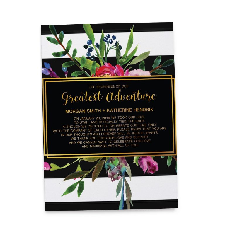 The Beginning of Our Greatest Adventure, Floral Elopement Cards, Wedding Announcement Cards elopement140