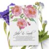 Elopement Cards, Pink Flowers Wedding Eloped Announcement Cards elopement50