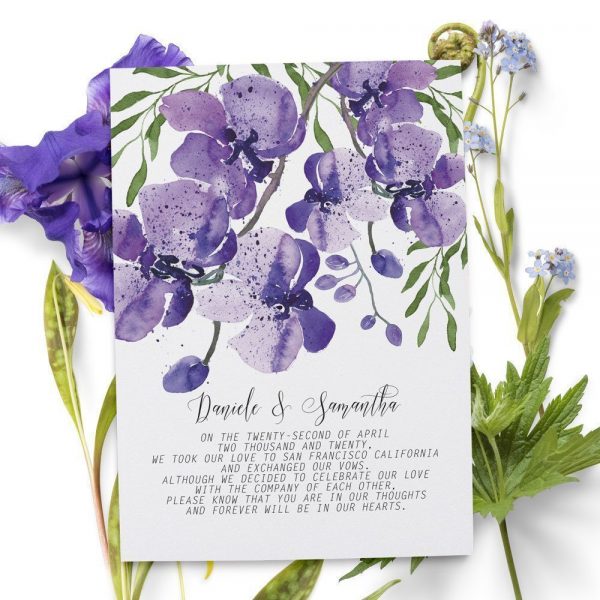 Elopement Announcement Cards, Violet Orchids Eloped Cards elopement53
