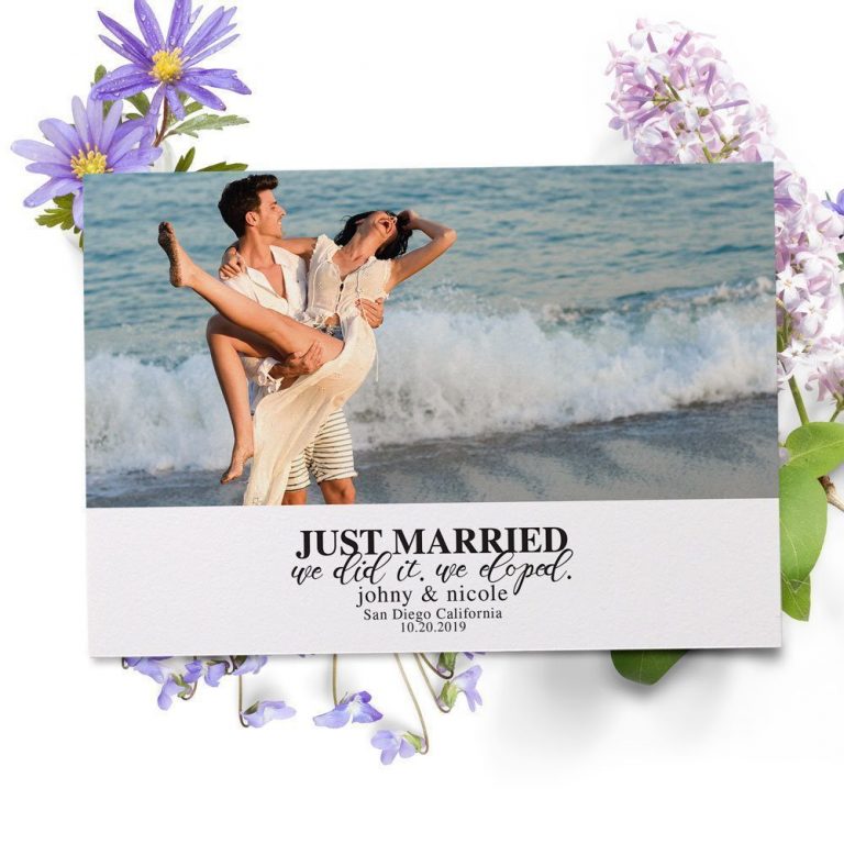 Just Married, We Did It, We Eloped Elopement Cards, Add Your Own Photo elopement55