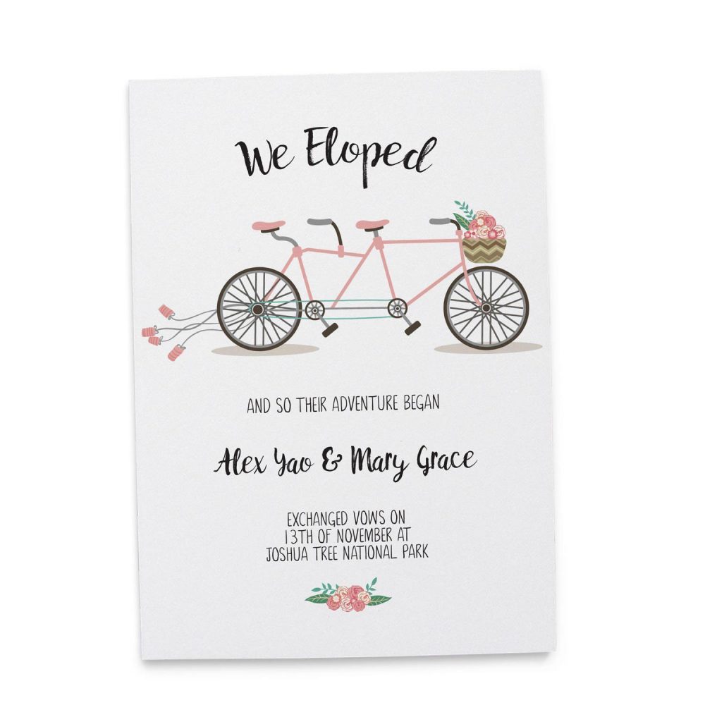 And so the adventure began, Bicycle Elopement Announcement Cards elopement85