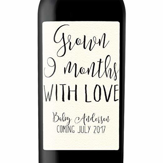 "Grown Nine Months" Wine Bottle Label Stickers Pregnancy Announcement, Baby Announcement Wine bwinelabel20