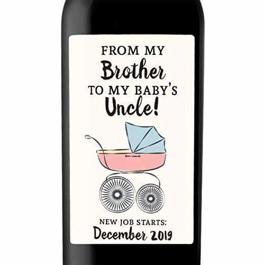 "From Brother to Uncle!" Wine Bottle Label Stickers Pregnancy Announcement, Baby Announcement Wine  -   bwinelabel56