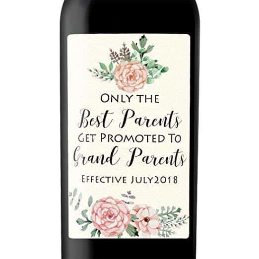 "Parents to Grandparents" Wine Bottle Label Stickers Pregnancy Announcement, Baby Announcement Wine bwinelabel24