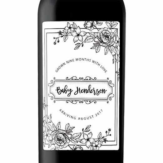 "Nine Months with Love" Wine Bottle Label Stickers Pregnancy Announcement, Baby Announcement Wine bwinelabel15