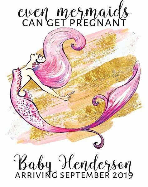"Even Mermaids" Wine Bottle Label Stickers  Pregnancy Announcement, Baby Announcement Wine  -   bwinelabel50
