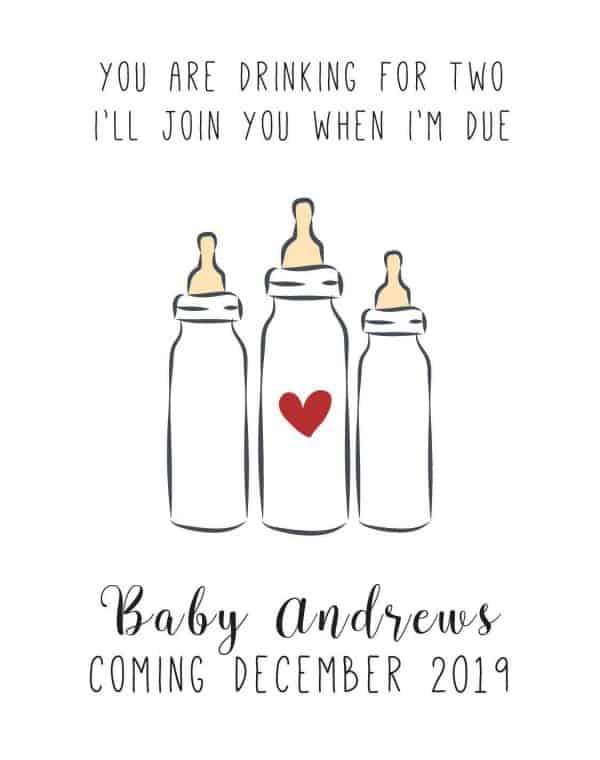 "Join you when I'm Due" Wine Bottle Label Stickers