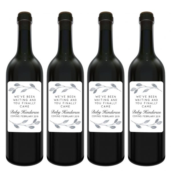 Baby on Board Announcement, "We've been waiting and you Finally Came" Wine Label Bottle Stickers, Customizable Label Stickers bwinelabel119