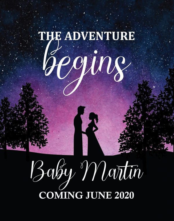 Baby Announcement Wine Label Stickers, "The Adventure Begins", Baby Celebration Custom Bottle Label, Unique Night Sky Theme bwinelabel130