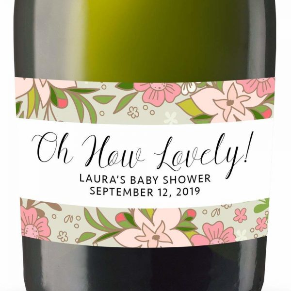 How Lovely! Personalized Mini Champagne Bottle Label Stickers for Bridal Shower, Bachelorette and Engagement Party