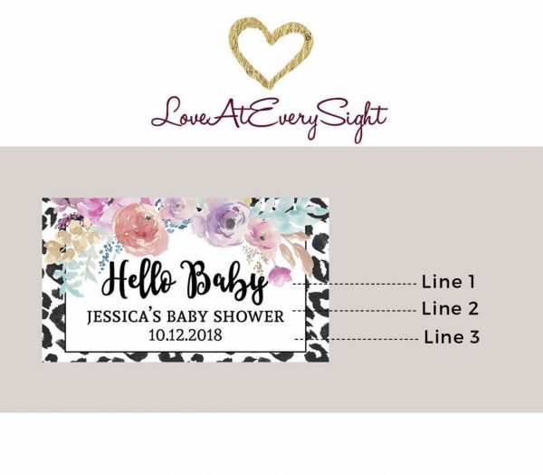 Hello Baby Personalized Mini Champagne Bottle Label Stickers for Baby Shower Party