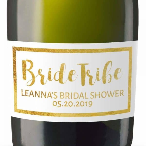 Bride Tribe Custom Personalized Mini Champagne Bottle Label Stickers for Bridal Shower, Bachelorette and Engagement Party