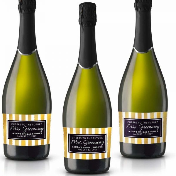 The Future Mrs Personalized Mini Champagne Bottle Label Stickers for Bridal Shower, Bachelorette and Engagement Party