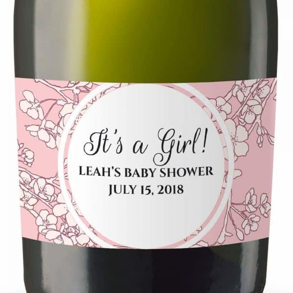 It's A Girl Personalized Mini Champagne Bottle Label Stickers for Baby Shower Party