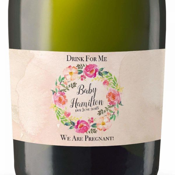We Are Pregnant! Personalized Mini Champagne Bottle Label Stickers for Baby Shower Party