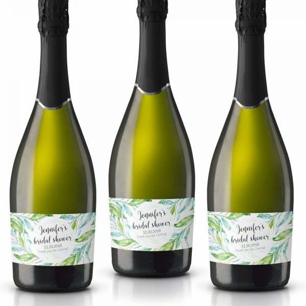 Thank You! Personalized Mini Champagne Bottle Label Stickers for Bridal Shower, Bachelorette and Engagement Party