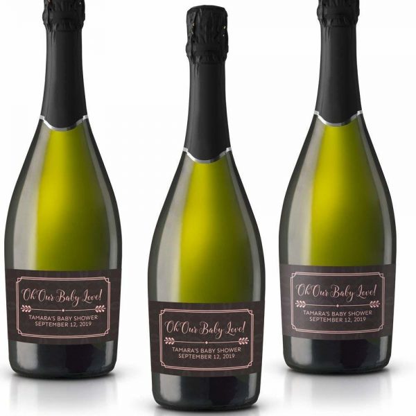 Baby Love! Personalized Mini Champagne Bottle Label Stickers for Baby Shower Party