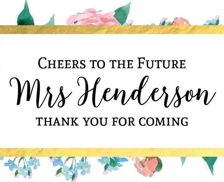 Cheers and Thanks! Mini Champagne Wine Bottle Custom Label Sticker for Wedding Gift, Engagement, Bridal Shower, Bachelorette Party, Elopement Invitation - Specialized Personalized Bespoke Set of 8