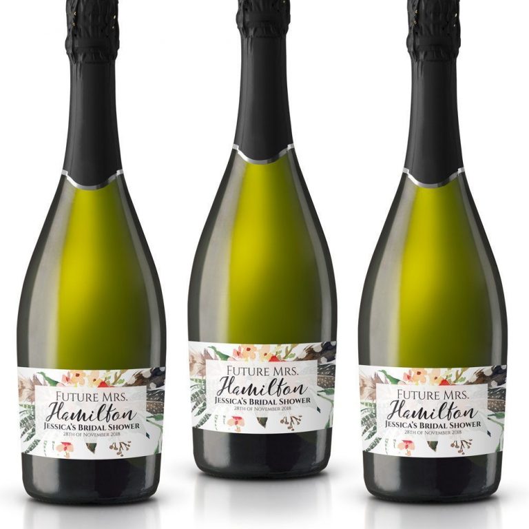 Bridal Party Personalized Mini Champagne Bottle Label Stickers for Bridal Shower, Bachelorette and Engagement Party