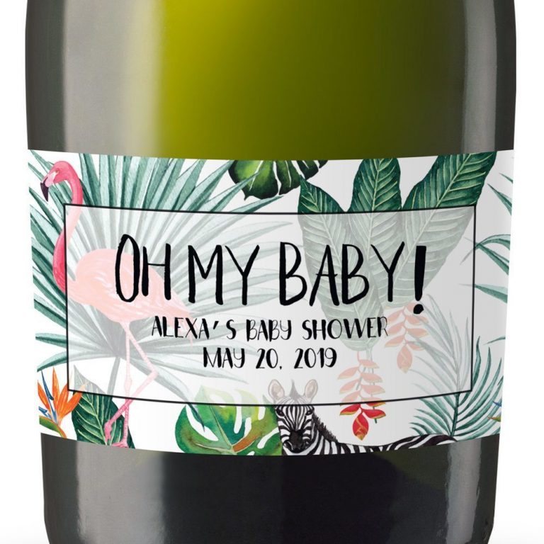 Safari Baby Personalized Mini Champagne Bottle Label Stickers for Baby Shower Party
