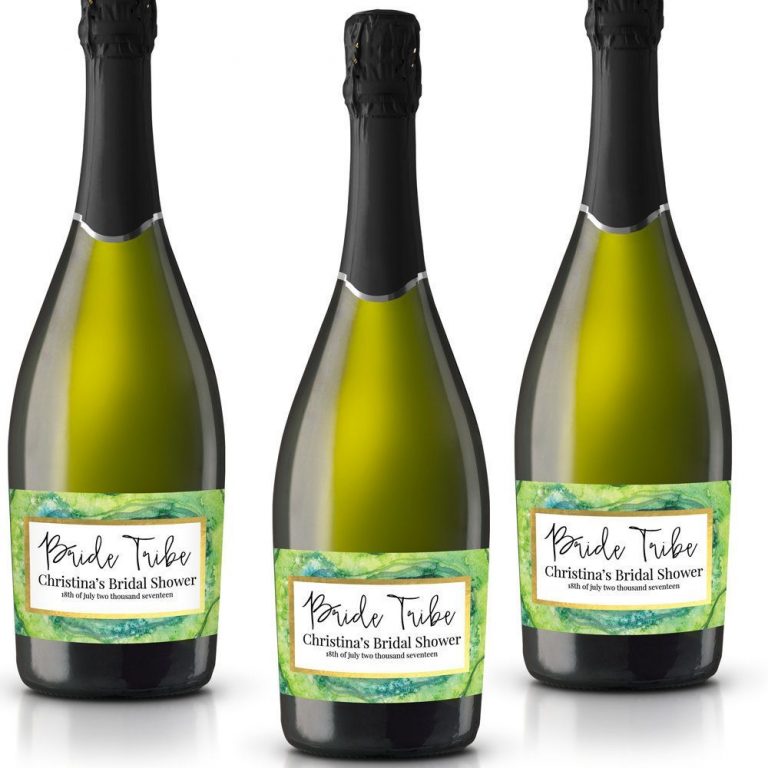 Bride Tribe I Personalized Mini Champagne Bottle Label Stickers for Bridal Shower, Bachelorette and Engagement Party