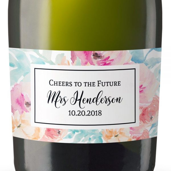 Cheers! Personalized Mini Champagne Bottle Label Stickers for Bridal Shower, Bachelorette and Engagement Party