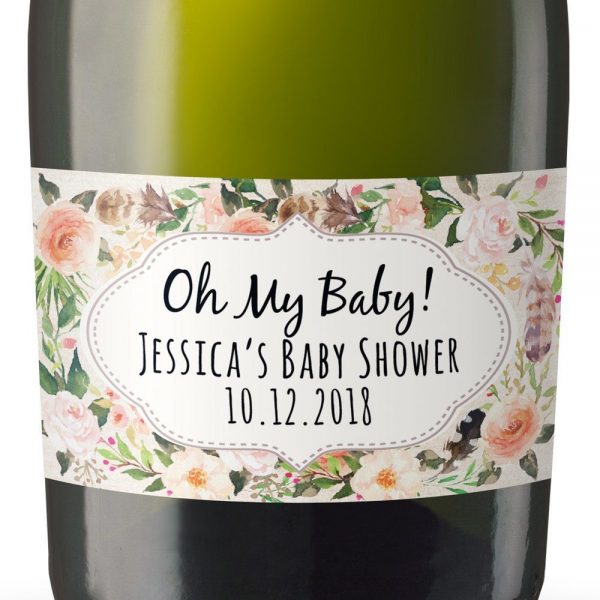 Mini Champagne Bottle Labels for Baby Shower, Baby Shower Mini Champagne Bottle Labels, Custom Champagne Label, MN#21