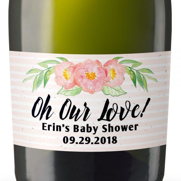Oh Our Love! Personalized Mini Champagne Bottle Label Stickers for Baby Shower Party