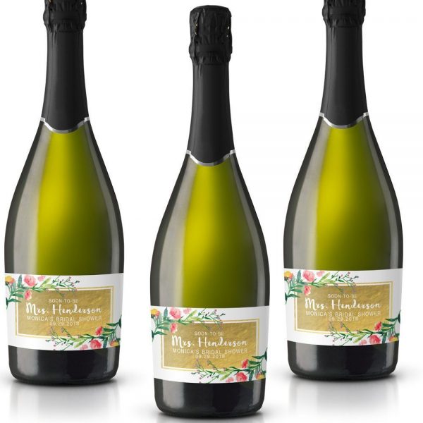 Soon-To-Be Mrs Personalized Mini Champagne Bottle Label Stickers for Bridal Shower, Bachelorette and Engagement Party