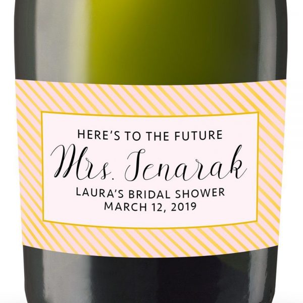 Here's To The Personalized Mini Champagne Bottle Label Stickers for Bridal Shower, Bachelorette and Engagement Party