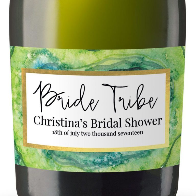 Bride Tribe I Personalized Mini Champagne Bottle Label Stickers for Bridal Shower, Bachelorette and Engagement Party