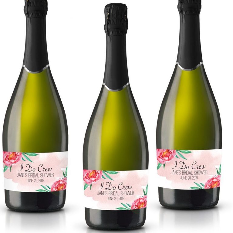 I Do Crew Personalized Mini Champagne Bottle Label Stickers for Bridal Shower, Bachelorette and Engagement Party