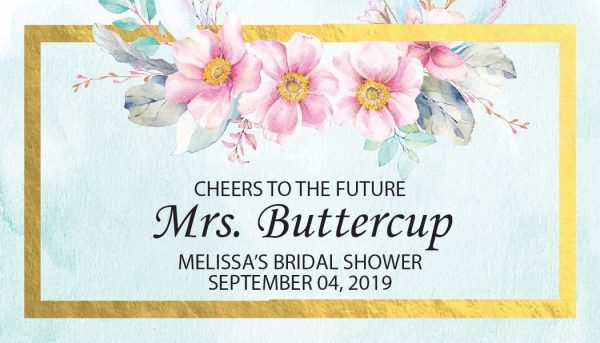 Mrs Buttercup Personalized Mini Champagne Bottle Label Stickers for Bridal Shower, Bachelorette and Engagement Party
