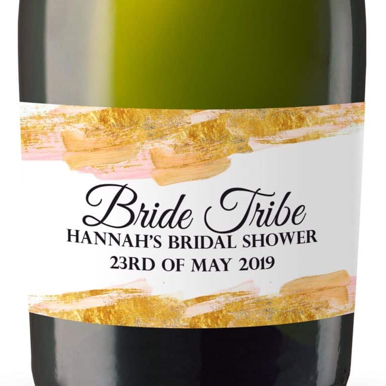Bride Tribe Party Personalized Mini Champagne Bottle Label Stickers for Bridal Shower, Bachelorette and Engagement Party