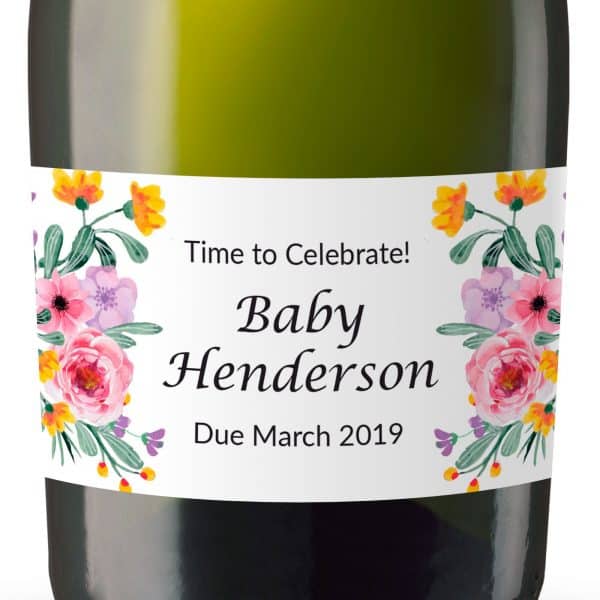 Mini Champagne Pregnancy Label Stickers, Custom and Personalized Pregnancy Baby Announcement Label Sticker mn106