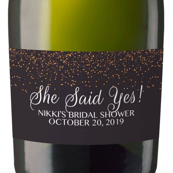 She Said Yes Mini Champagne Bottle Labels for Bridal Shower, Bridal Shower Mini Champagne Bottle Labels, Custom Champagne Label MN#120