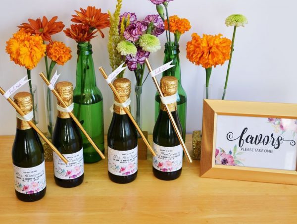 Soon-To-Be Personalized Mini Champagne Bottle Label Stickers for Bridal Shower, Bachelorette and Engagement Party