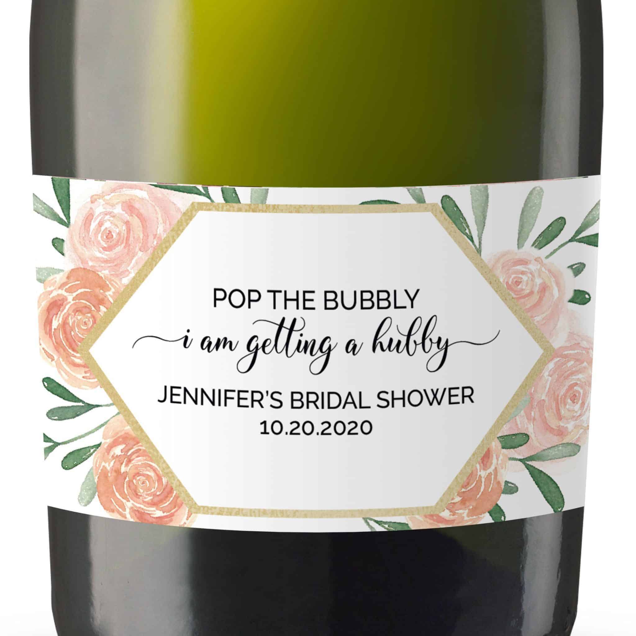 WATERPROOF Polyester Mini Wine Bottle Labels 12 Blush Pink Floral Bridal Shower Mini Champagne Bottle Labels Bride Tribe Bachelorette Party Cheers to the Bride 