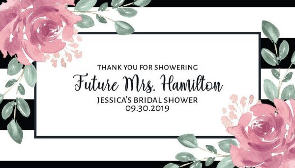 Mini Champagne Bottle Label Sticker "Thank You For Showering", Bridal Shower Party - Customizable Thank You Gift Invitation Sticker #mn147