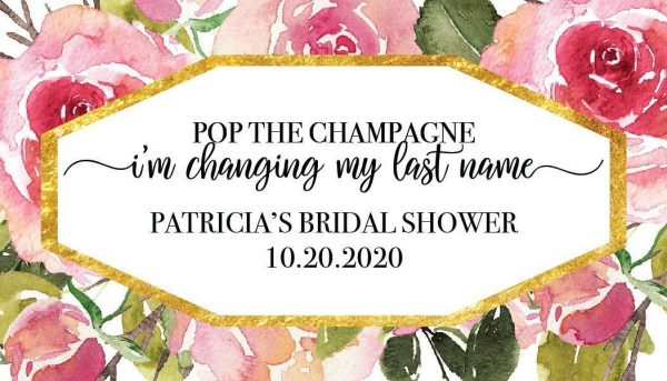 Bridal Shower Mini Champagne Bottle Label, Custom Bridal Shower Mini Champagne Label, Personalized Mini Champagne Label- Rose Design MN#180