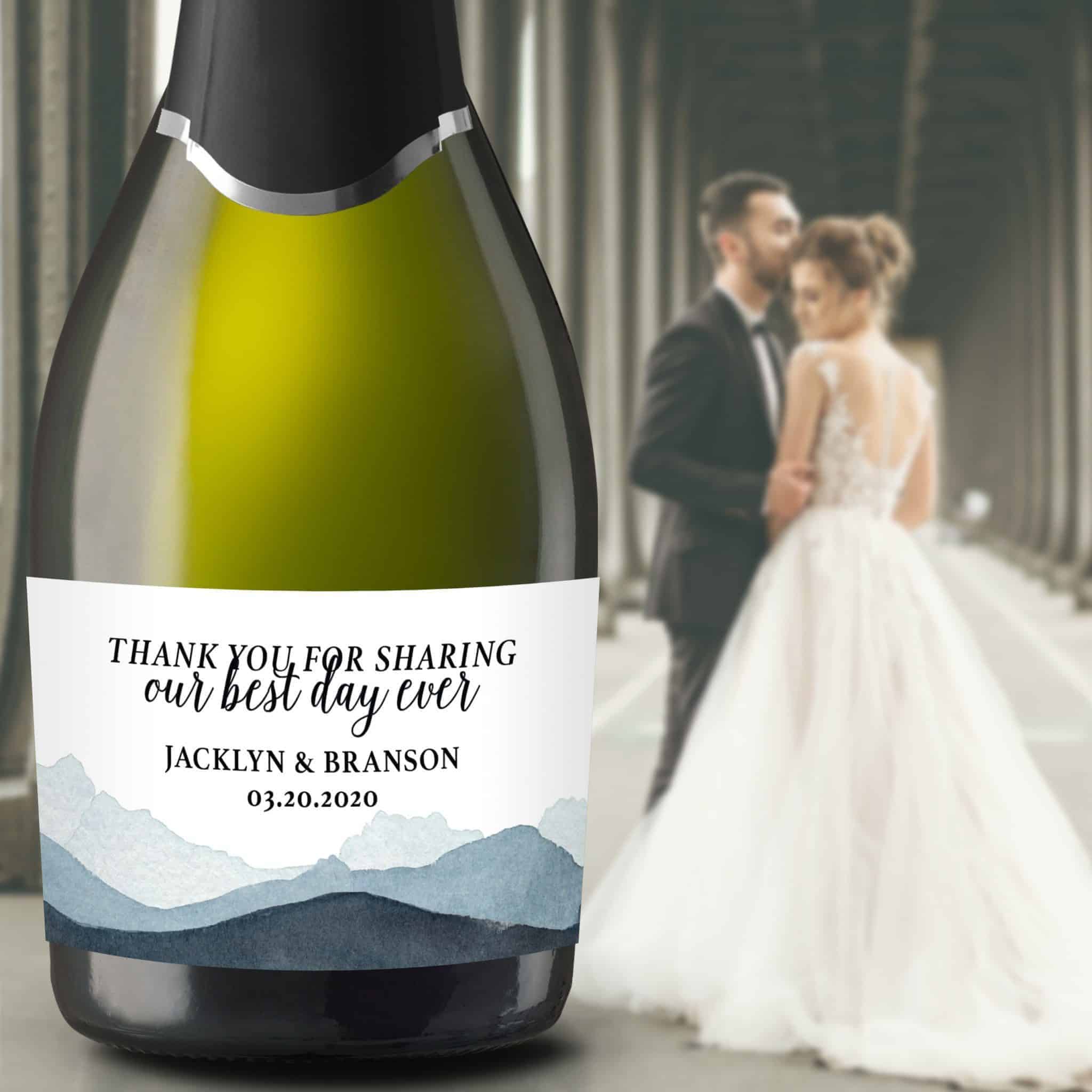 Wedding Mini Champagne Bottle Labels "Our Best Day Ever", Custom Mini Champagne Label, Mini Champagne Wedding Labels, Watercolor Peak mn205 Wedding Mini Champagne Bottle Labels "Our Best Day Ever", Custom Mini Champagne Label, Mini Champagne Wedding Labels, Watercolor Peak mn205