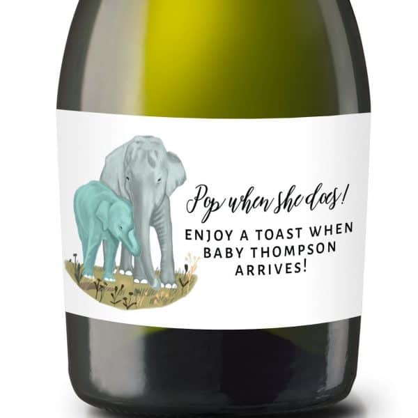 Mini Champagne Pregnancy Label Stickers "Pop it when She Does!", Custom and Personalized Pregnancy Baby Announcement Label Sticker mn214