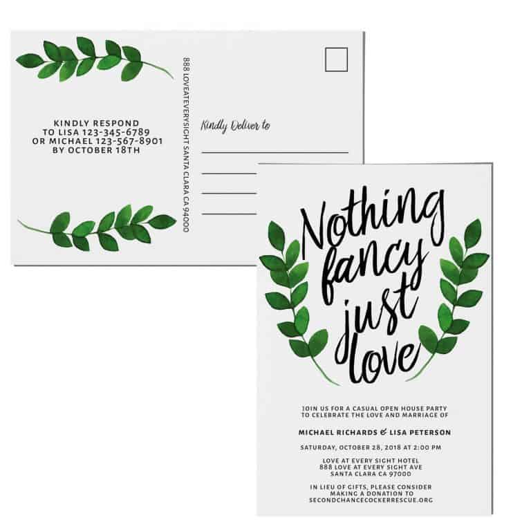 Rustic Nothing Fancy Just Love Wedding Reception Invitation Cards elopement139