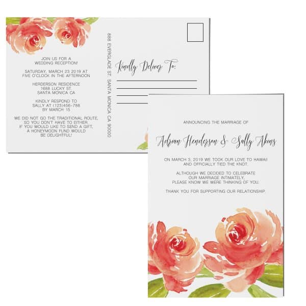 Floral Bloom, Elopement Announcement Cards, Tied the Knot Elopement Announcement elopement227