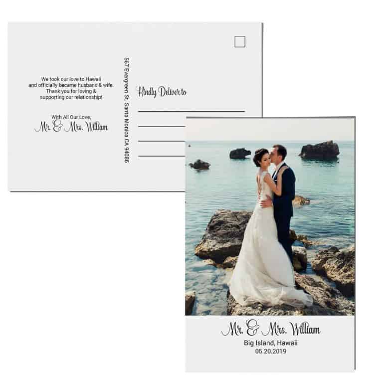 Mr &Mrs Elopement Announcement Postcards, We Eloped Postcards Add Your Own Photo elopement93