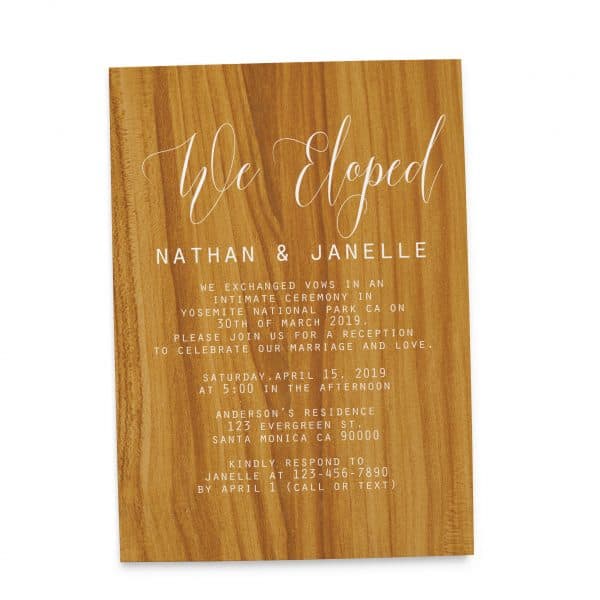 Rustic Wedding Reception Cards for Casual Party, Dinner and BBQ elopement110