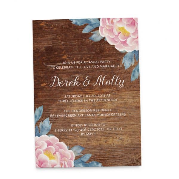 Rustic Wedding Reception Cards, Floral Wedding Reception Cards for Casual, BBQ Party and Celebrations elopement112