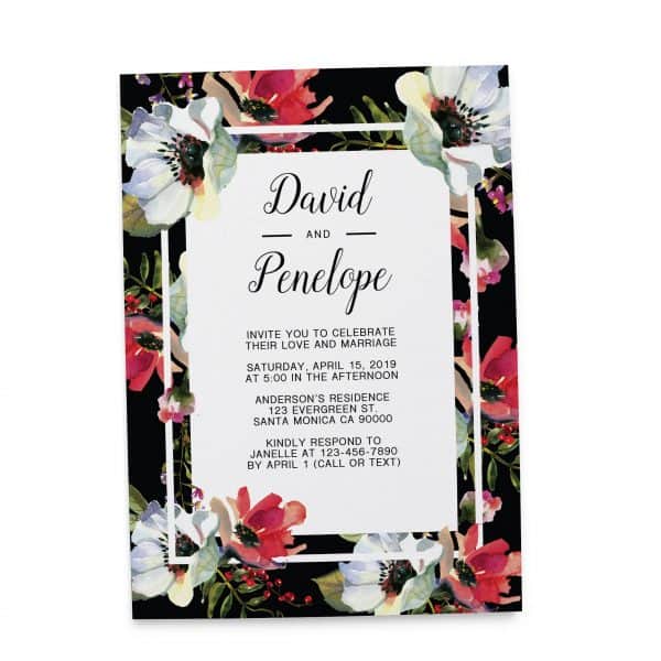 Elegant Wedding Reception Invitation Cards, Floral and Classic Elopement Cards elopement143