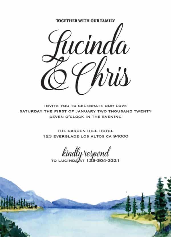 Wedding Reception Invitation Cards, Scenic, Mountains Elopement Wedding Reception Invitations for Casual Party, BBQ Party elopement170